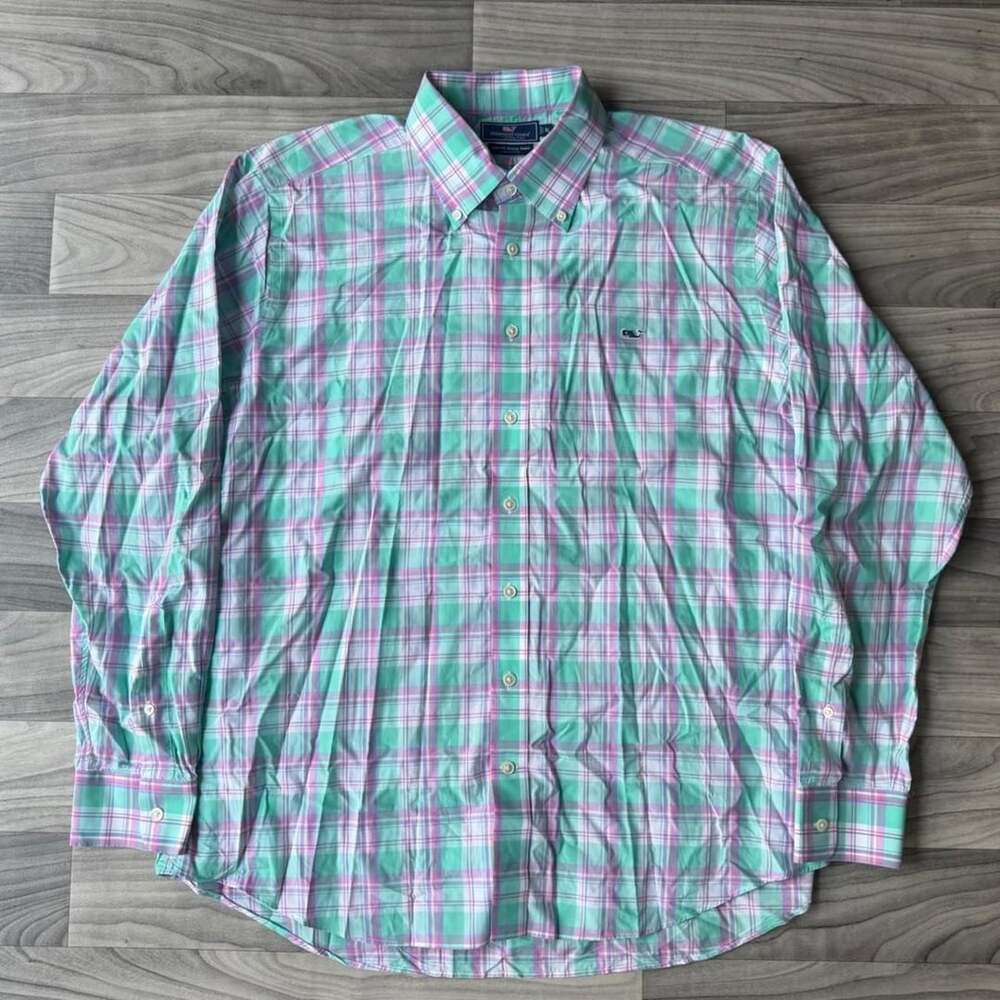 Vineyard Vines Slim Fit Whale Shirt Size XL Plaid Button Up